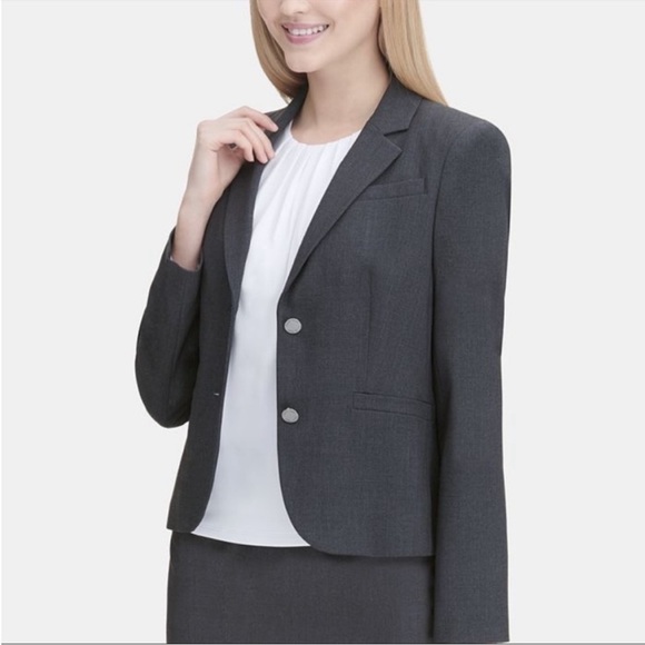 Calvin Klein button down gray pinstripe blazer - Picture 1 of 6